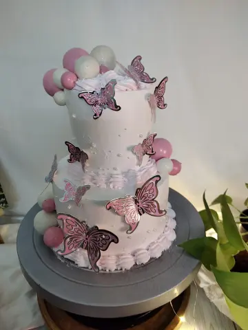 Butterfly theme 2 layer cake